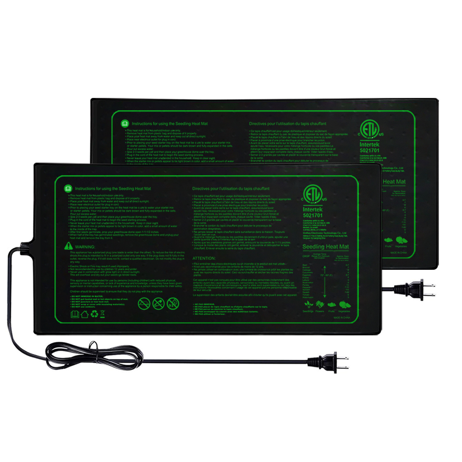 Seedling Heat Mat - Twee-pack 20x10Inch Zaailing Warmte Mat Waterdichte